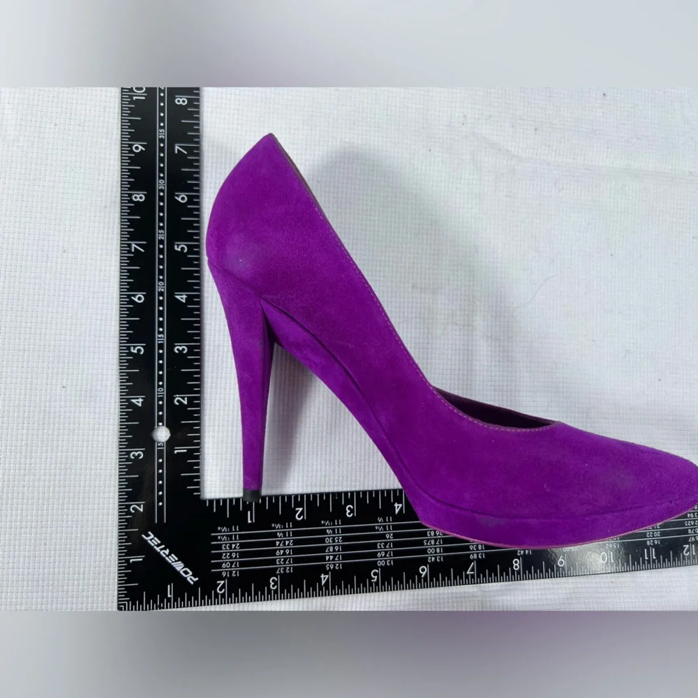 Yves Saint Laurent Rive Gauche Purple Suede Platform Pumps EU 37.5